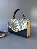 Сумка кожаная с деревянными вставками