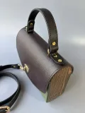 Сумка кожаная с деревянными вставками
