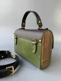 Сумка кожаная с деревянными вставками