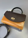 Сумка кожаная с деревянными вставками